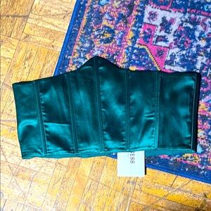 Heiress Emerald Green Satin Corset Top